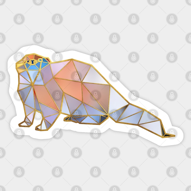 Otter Geometric Gold Lines Sticker by HappyGiftArt